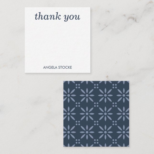 Cartão De Notas Personalized Blue Retro Flower (Frente/Verso)