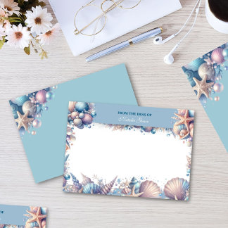 Cartão De Notas Personalized Coastal Seashell Notecard
