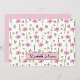 Cartão De Notas Personalized Cosmos Floral Botanical Note Card