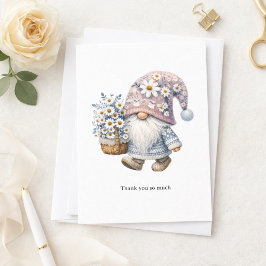 Cartão De Notas Personalized Cute Daisy Flower Gnome Thank you 