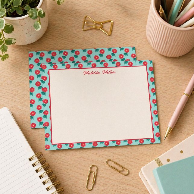 Cartão De Notas Personalized Floral Note Card (Criador carregado)