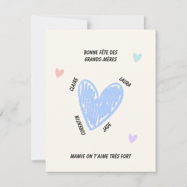 Cartão De Notas Personalized Grandmother’s Day Grandkids’ Names (Frente)