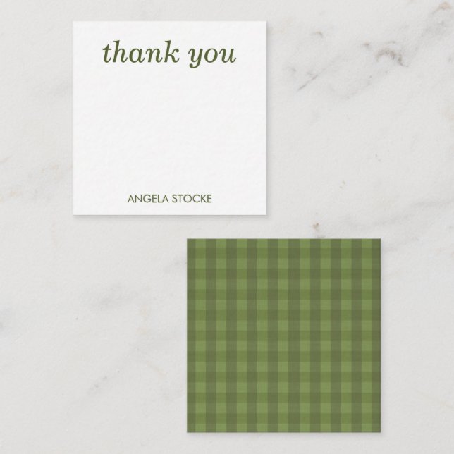 Cartão De Notas Personalized Green Gingham (Frente/Verso)