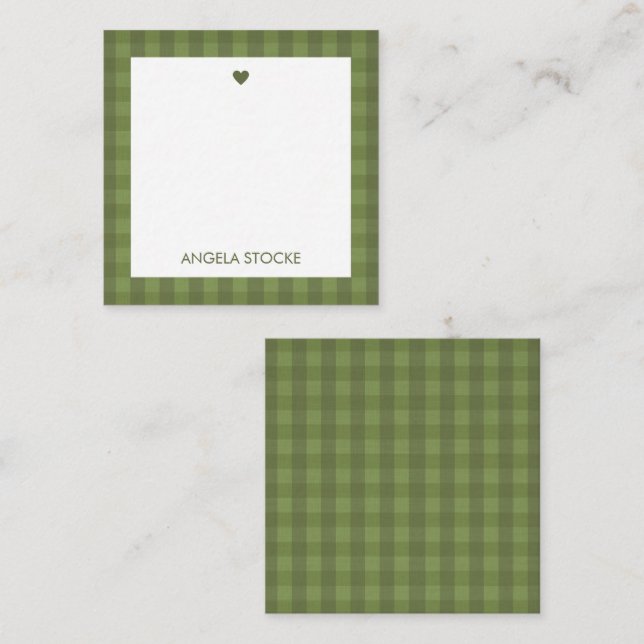 Cartão De Notas Personalized Green Gingham (Frente/Verso)