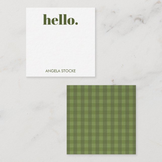 Cartão De Notas Personalized Green Gingham (Frente/Verso)