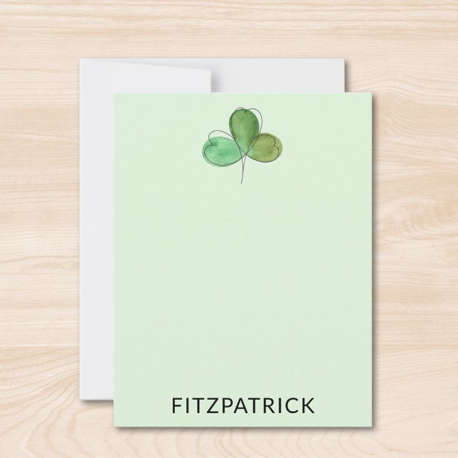 Cartão De Notas Personalized Green Shamrock Irish Heritage (Criador carregado)