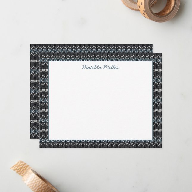Cartão De Notas Personalized Knit Pattern Note Card (Frente/Verso In Situ)