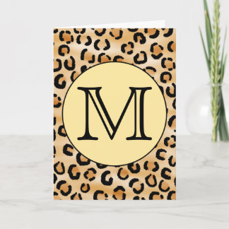 Cartão De Notas Personalized Monogram Leopard Print Pattern.