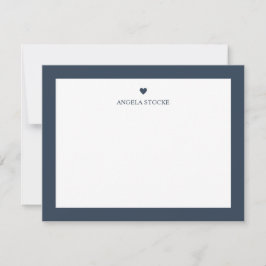 Cartão De Notas Personalized Name Navy Blue Heart Note Card