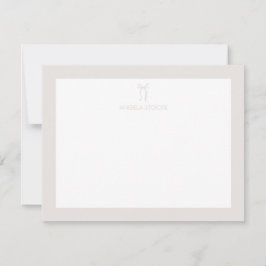 Cartão De Notas Personalized Name Neutral Bow