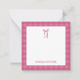 Cartão De Notas Personalized Name Pink Bow Note Card