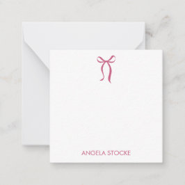 Cartão De Notas Personalized Name Pink Bow Note Card
