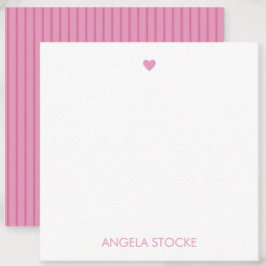 Cartão De Notas Personalized Pink Stripe