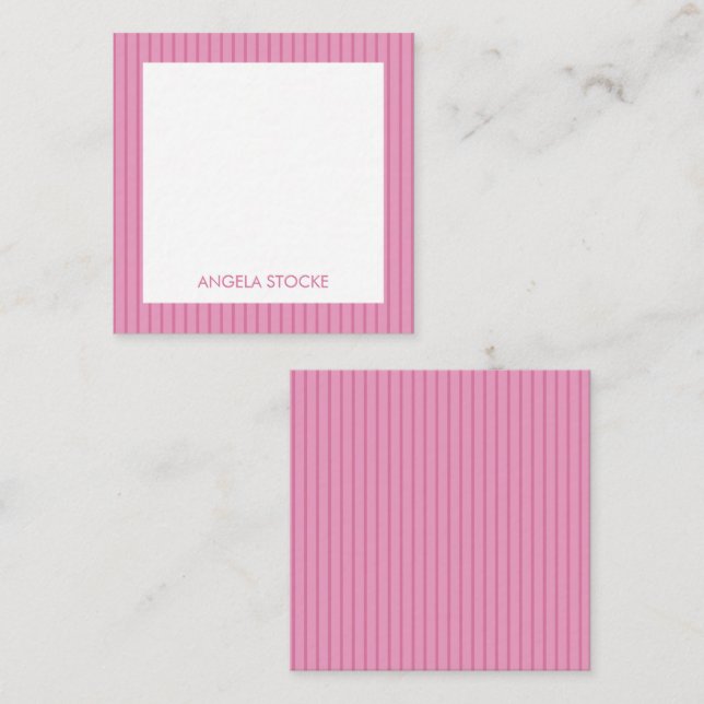 Cartão De Notas Personalized Pink Stripe Enclosure (Frente/Verso)