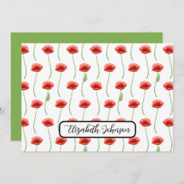Cartão De Notas Personalized Poppies Floral Botanical Note Card