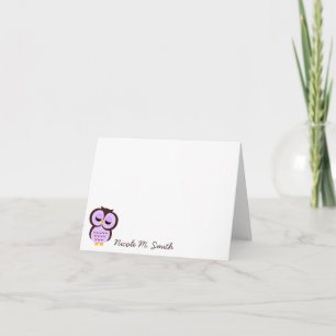 Cartão De Notas Personalized Purple Owl Notecards