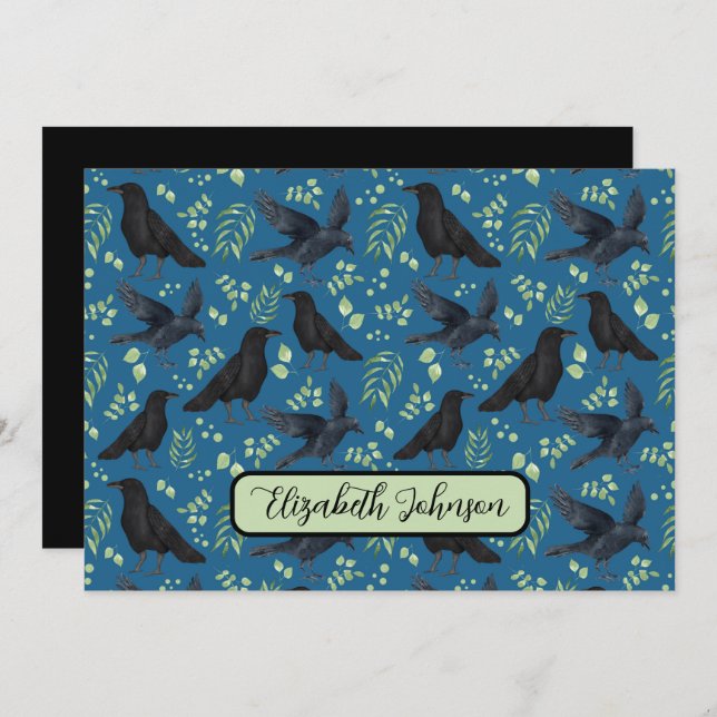 Cartão De Notas Personalized Ravens Note Card in Blue (Frente/Verso)