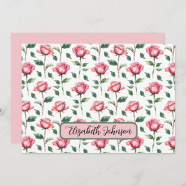 Cartão De Notas Personalized Rose Floral Botanical Note Card
