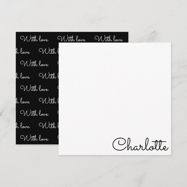 Cartão De Notas Personalized Script Name  Note Card (Frente/Verso)