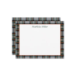 Cartão De Notas Personalized Tartan Note Card with Plaid Backgroun