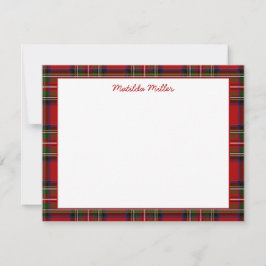 Cartão De Notas Personalized Tartan Note Card with Plaid Backgroun