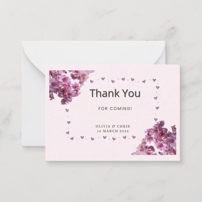 Cartão De Notas Personalized Thank You Card | Cherry Blossom Flora (Frente)