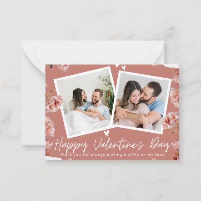 Cartão De Notas Personalized Valentine’s Day Photo Card | Custom C (Frente)