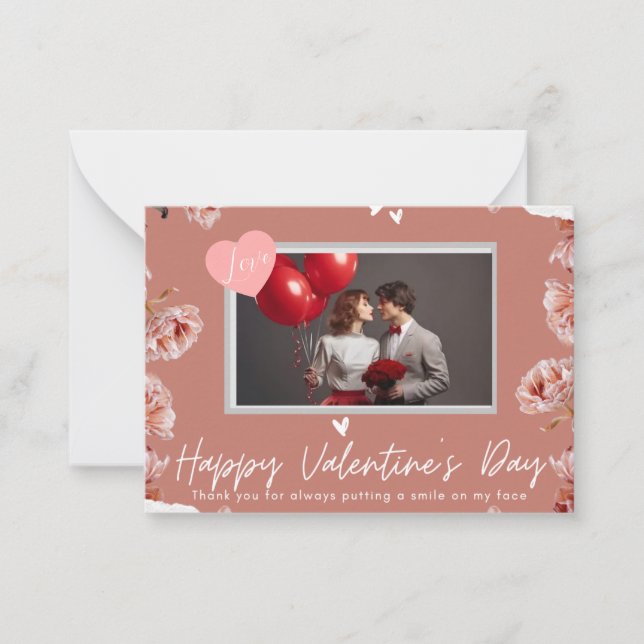 Cartão De Notas Personalized Valentine’s Day Photo Card | Romantic (Frente)