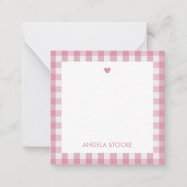Cartão De Notas Personalized White Pink Gingham