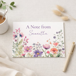 Cartão De Notas Personalized Wildflower Cottagecore with Name