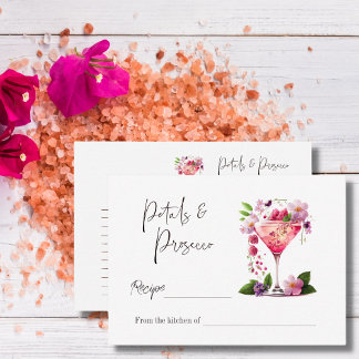 Cartão De Notas Petais e Receita do Chá de panela Floral Prosecco