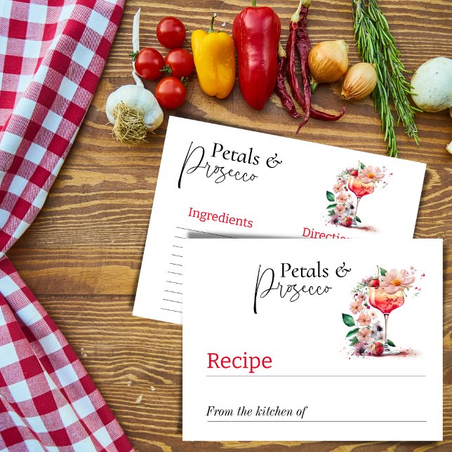 Cartão De Notas Petals Prosecco Floral Chá de panela Brunch Receit (Criador carregado)