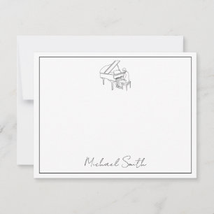Cartão De Notas Pianista Homem Personalizado - Música de Piano