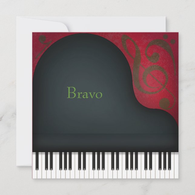 Cartão De Notas Piano negro personalizado (Frente)