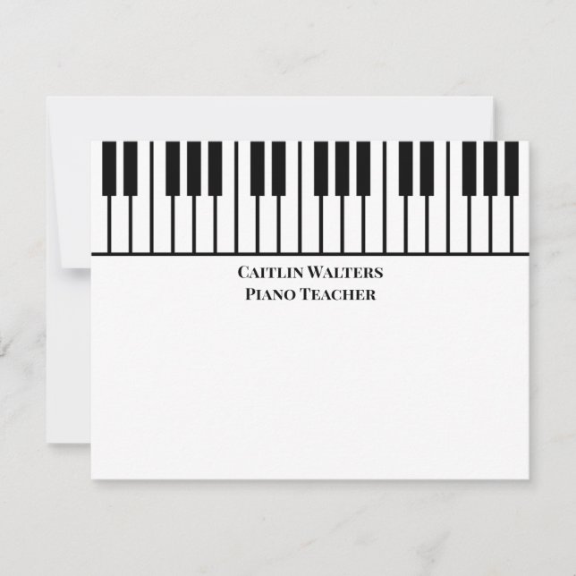 Cartão De Notas Piano Teacher Personal Stationery (Frente)