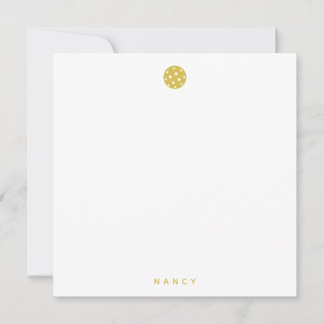 Cartão De Notas Pickleball Nome Personalizado Mostarda Amarelo (Frente)