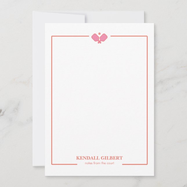 Cartão De Notas Pickleball Personalized Notecard | Custom Name (Frente)