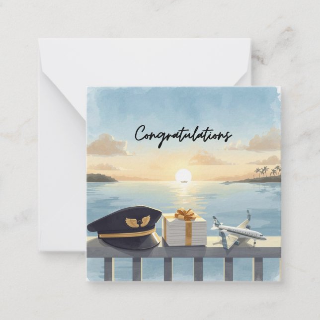 Cartão De Notas Pilot Congratulations Note Card – Elegant Aviation (Frente)