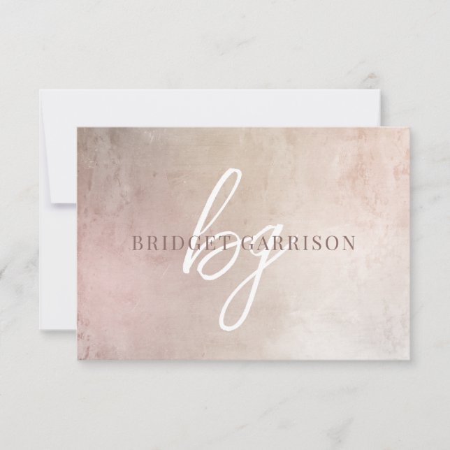 Cartão De Notas Pincel Pintado com Pintel Duado Monograma (Frente)