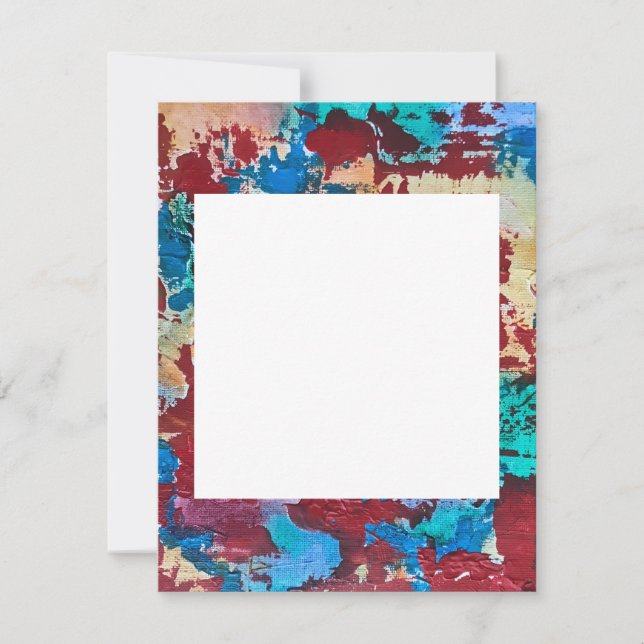Cartão De Notas Pinceladas de Abstrato de Arte Pintadas à Mão (Frente)