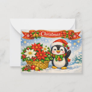Cartão De Notas Pinguim de Natal★