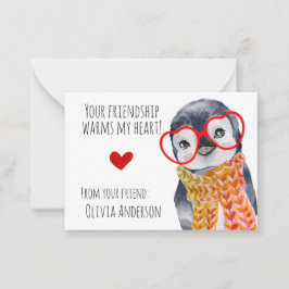 Cartão De Notas Pinguim Fofo de Óculos Classe de Valentines para C