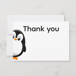 Cartão De Notas Pinguim Fofo Preto e Branco  