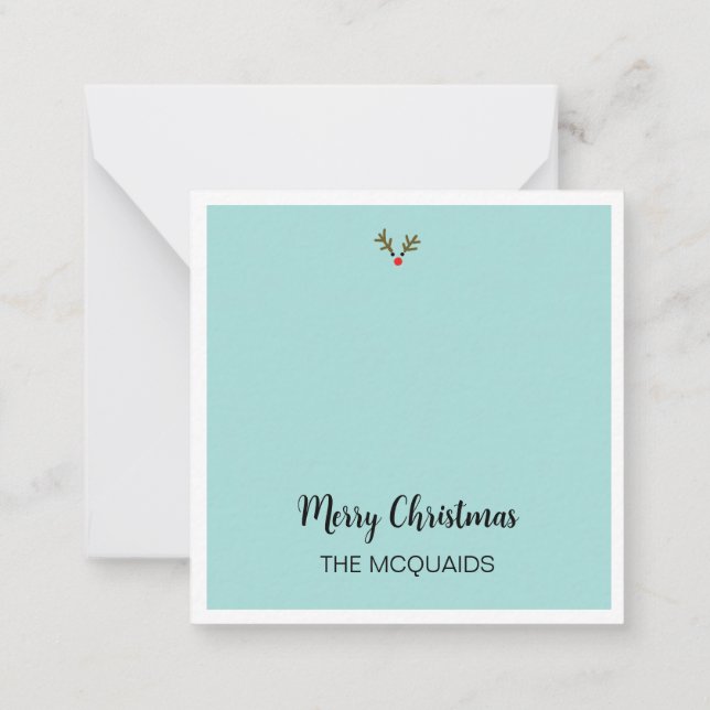 Cartão De Notas Pinheiro de Natal em Aquarela com Nome de Rudolph (Verso)