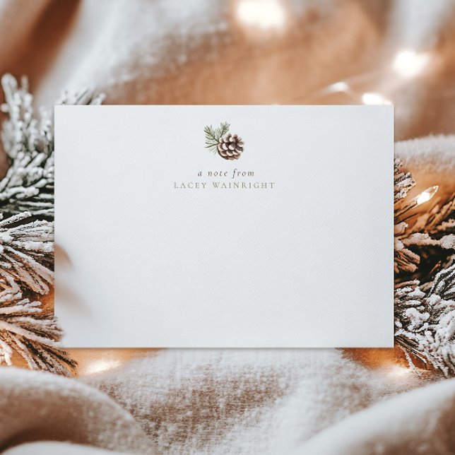 Cartão De Notas Pinho Personalizado & Folhas Floresta de Inverno e (Criador carregado)