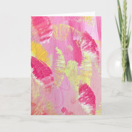 Cartão De Notas Pink and Yellow Abstract Art Folded Note Card