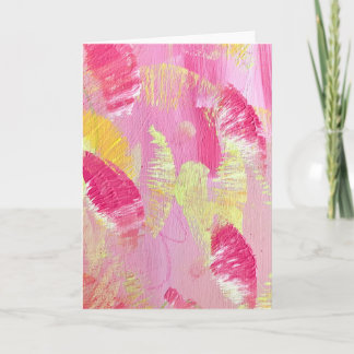 Cartão De Notas Pink and Yellow Abstract Art Folded Note Card