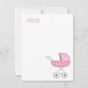 Cartão De Notas Pink Baby Stroller Placas de Nota de Obrigado Fl