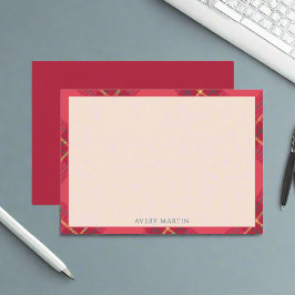 Cartão De Notas Pink Classy Gingham Patterno Obrigado Querida