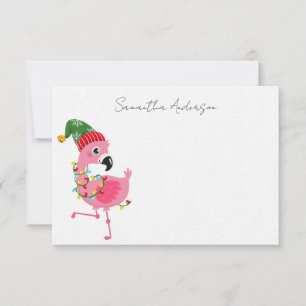 Cartão De Notas Pink Flamingo Tropical Personalizado